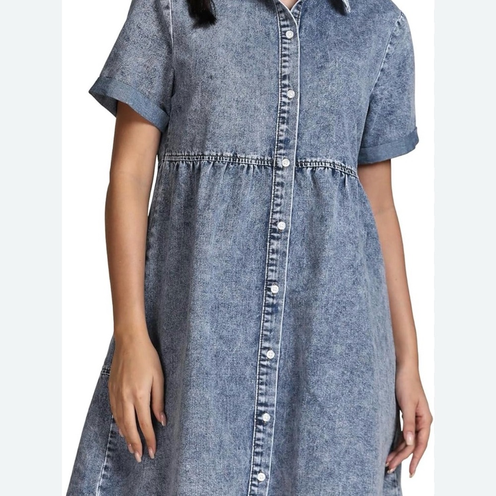 Denim Blue Short Sleeve Dress
